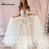 Sexy A-Line Backless Wedding Dress Customized Lace Applique Tulle Gowns
